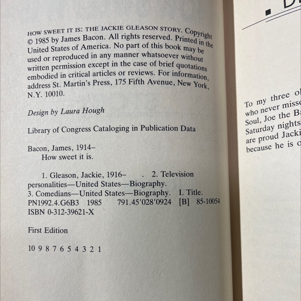 how sweet it is: the jackie gleason story book, by james bacon, 1985 Hardcover image 3