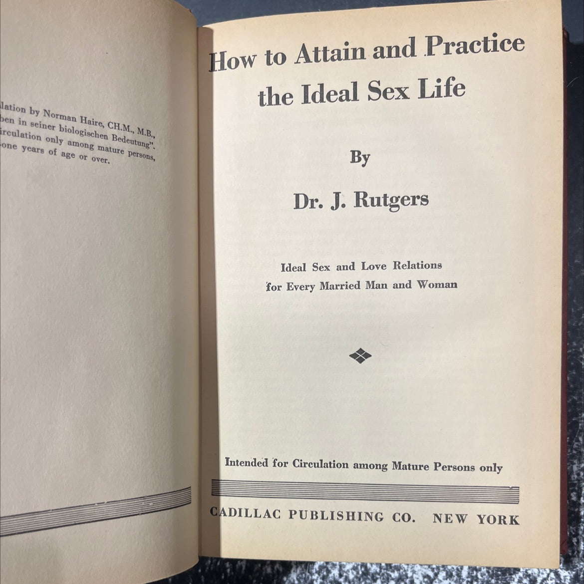 how to attain and practice the ideal sex life book, by dr. j. rutgers, 1965 Hardcover image 2