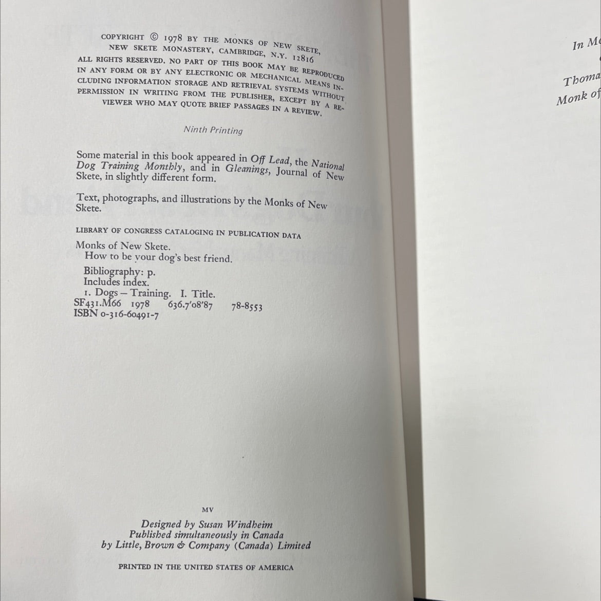 how to be your dog's best friend book, by monks of new skete, 1978 Hardcover image 3