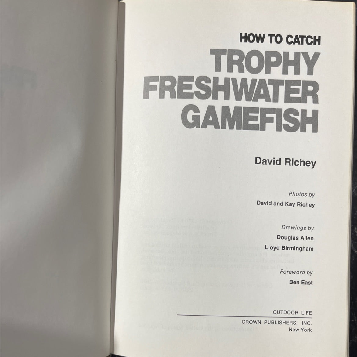 how to catch trophy freshwater gamefish book, by David Richey, 1979 Hardcover image 2