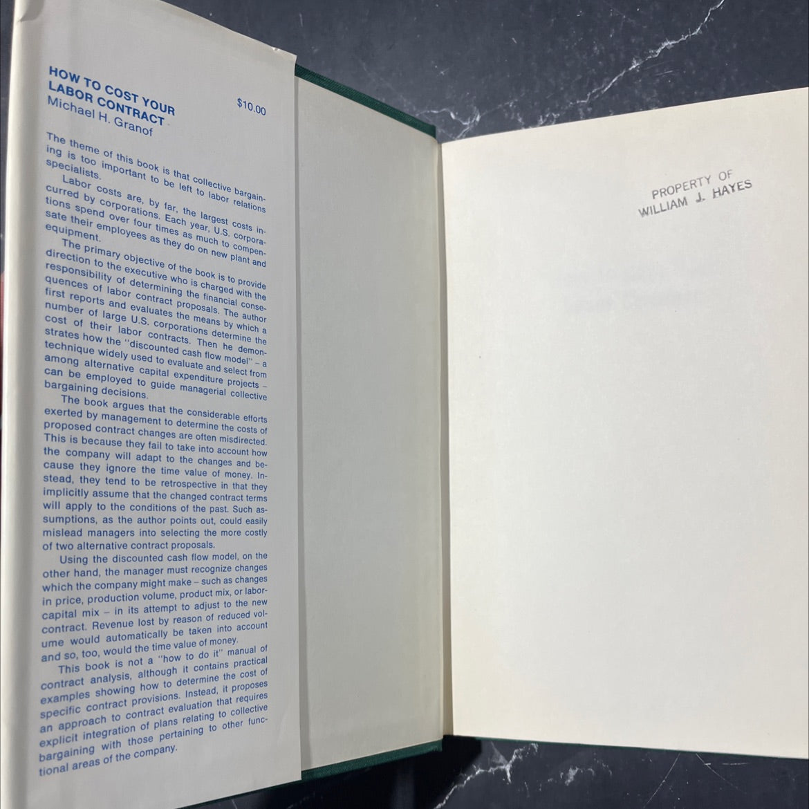 how to cost your labor contract book, by michael h. granof, 1973 Hardcover image 4