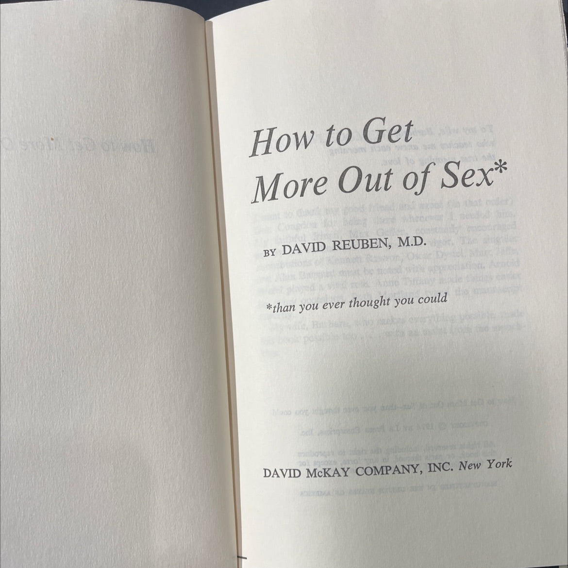 how to get more out of sex than you ever thought you could book, by david reuben, m.d., 1974 Hardcover image 2