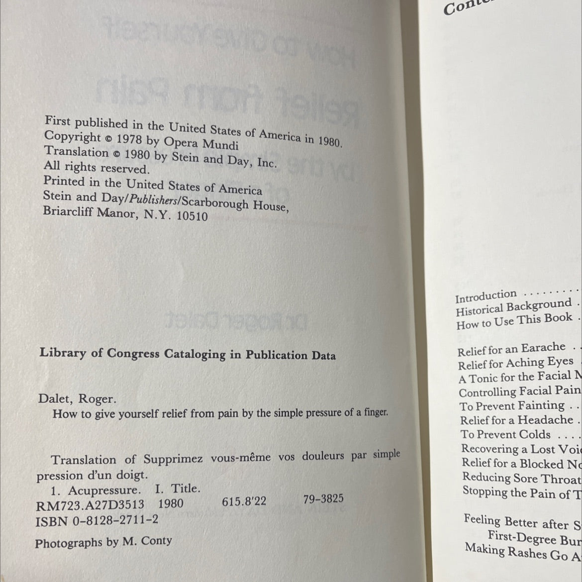 how to give yourself relief from pain by the simple pressure of a finger book, by Dr. Roger Dalet, 1980 Hardcover image 3