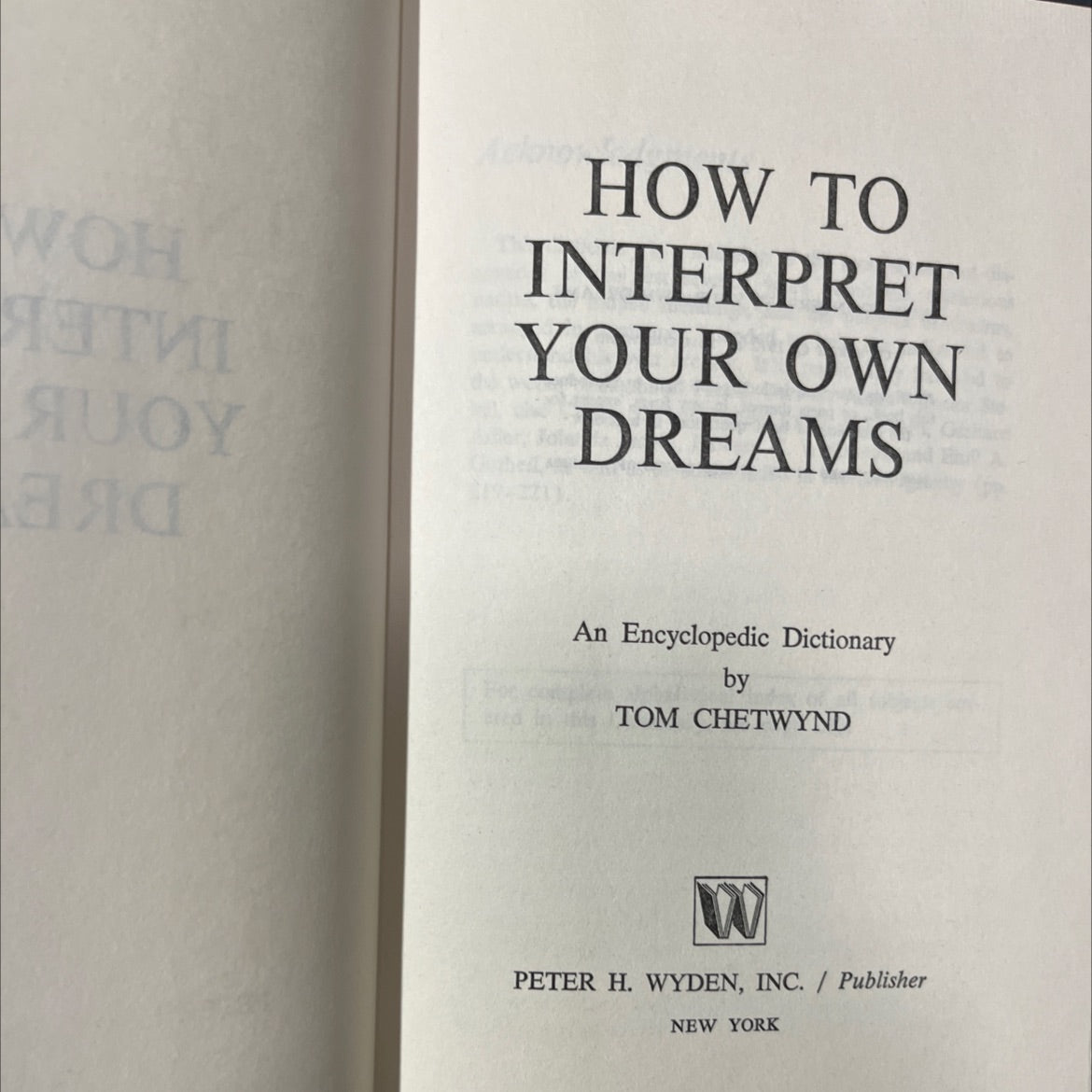 how to interpret your own dreams book, by tom chetwynd, 1972 Hardcover image 2
