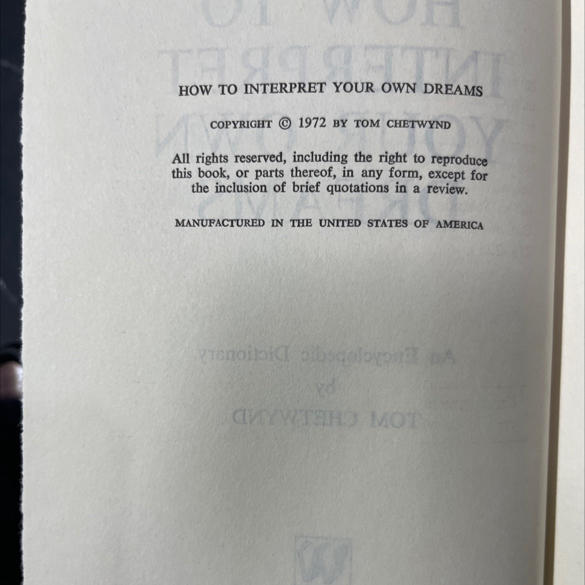 how to interpret your own dreams book, by tom chetwynd, 1972 Hardcover image 3