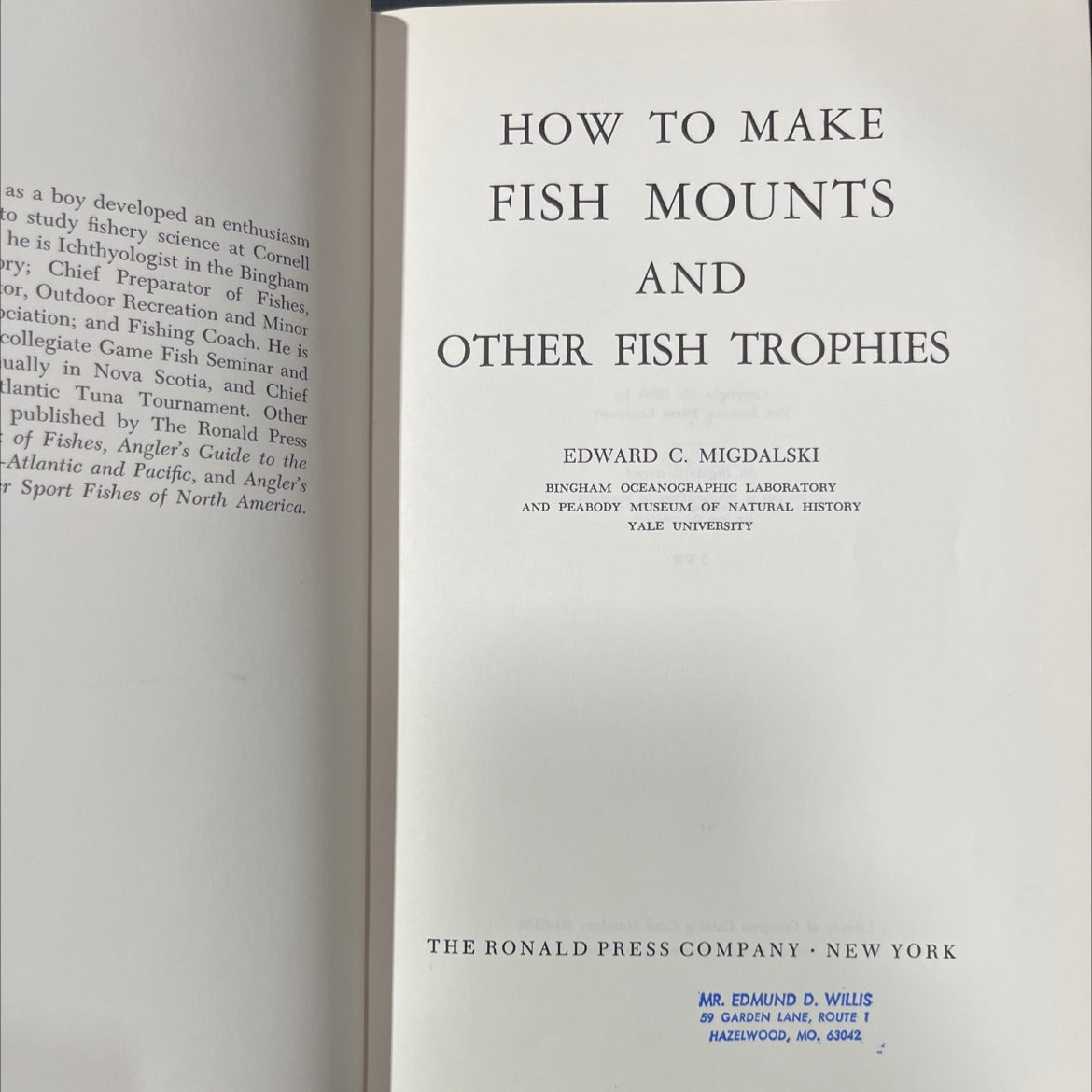 how to make fish mounts and other fish trophies book, by edward c. migdalski, 1960 Hardcover image 2
