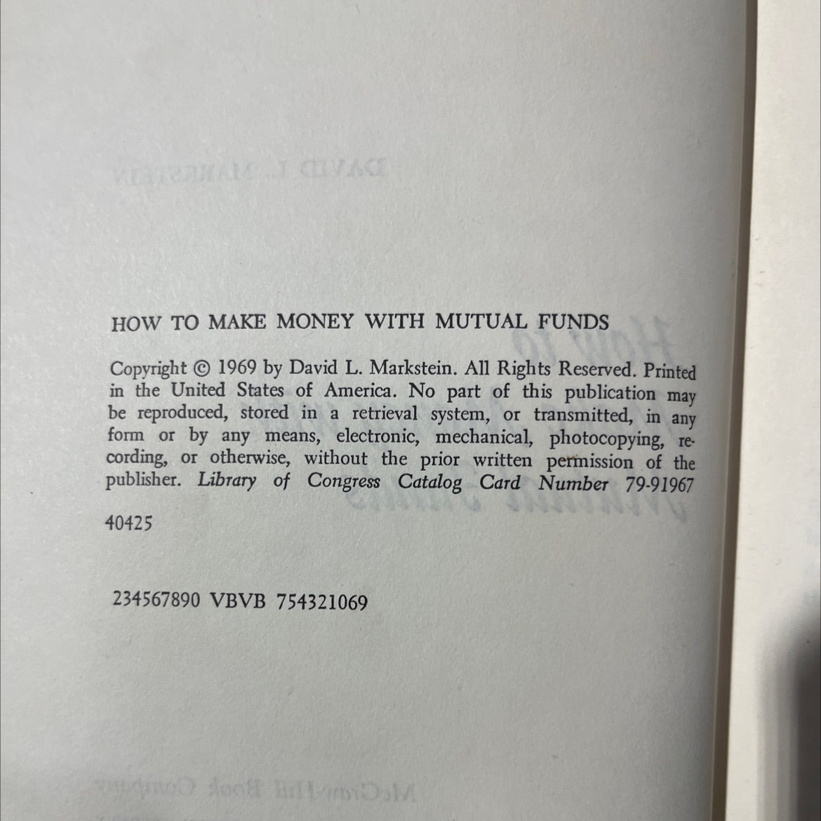 how to make money with mutual funds book, by david l. markstein, 1969 Hardcover image 3