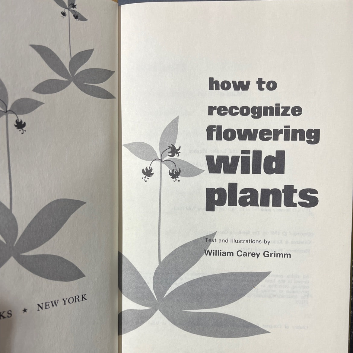 how to recognize flowering wild plants book, by William Carey Grimm, 1968 Hardcover image 2