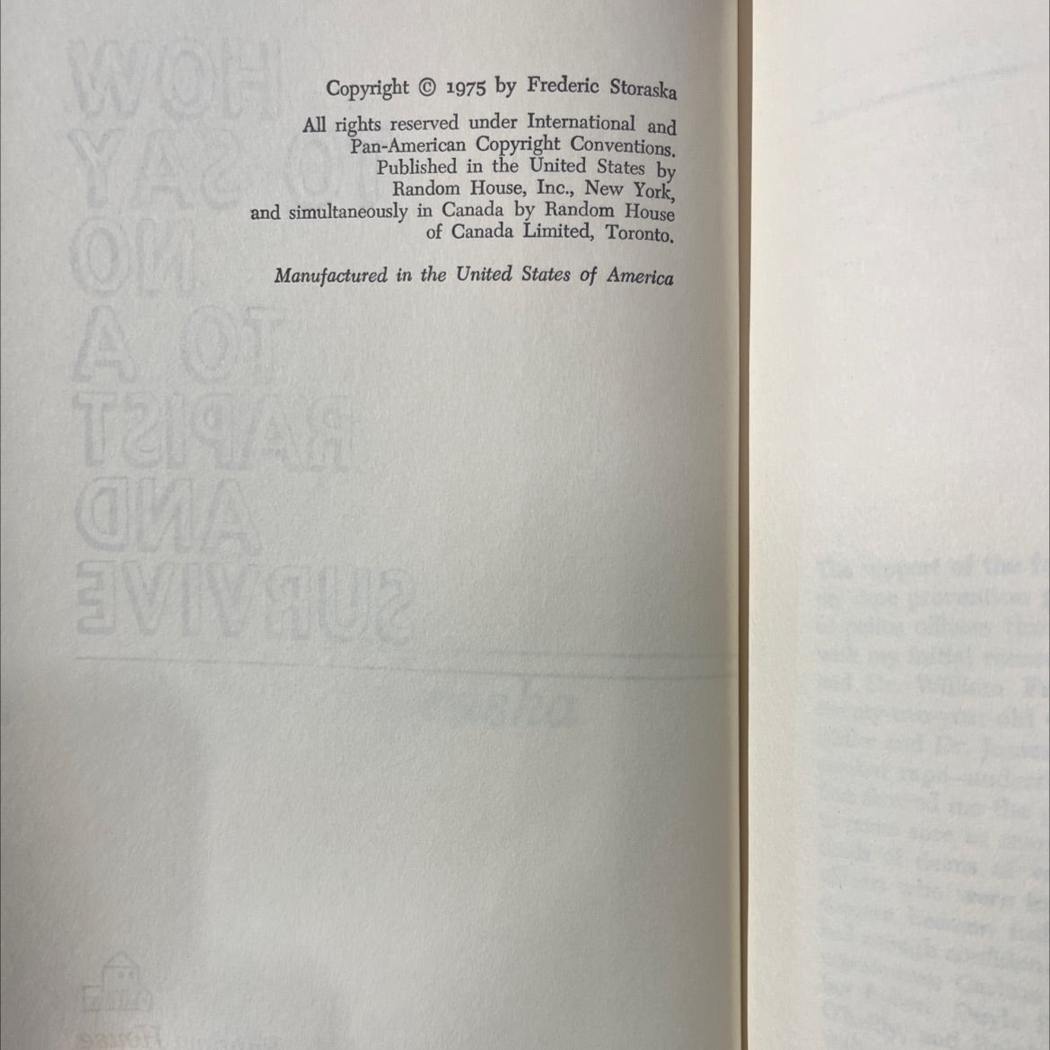 how to say no to a rapist and survive book, by frederic storaska, 1975 Hardcover image 3