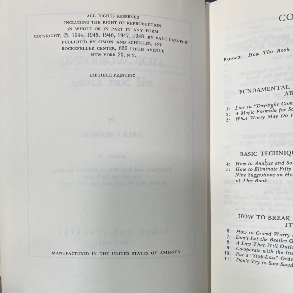 how to stop worrying and start living book, by dale carnegie, 1948 Hardcover image 3