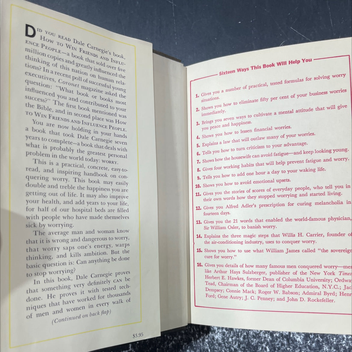 how to stop worrying and start living book, by dale carnegie, 1948 Hardcover image 4