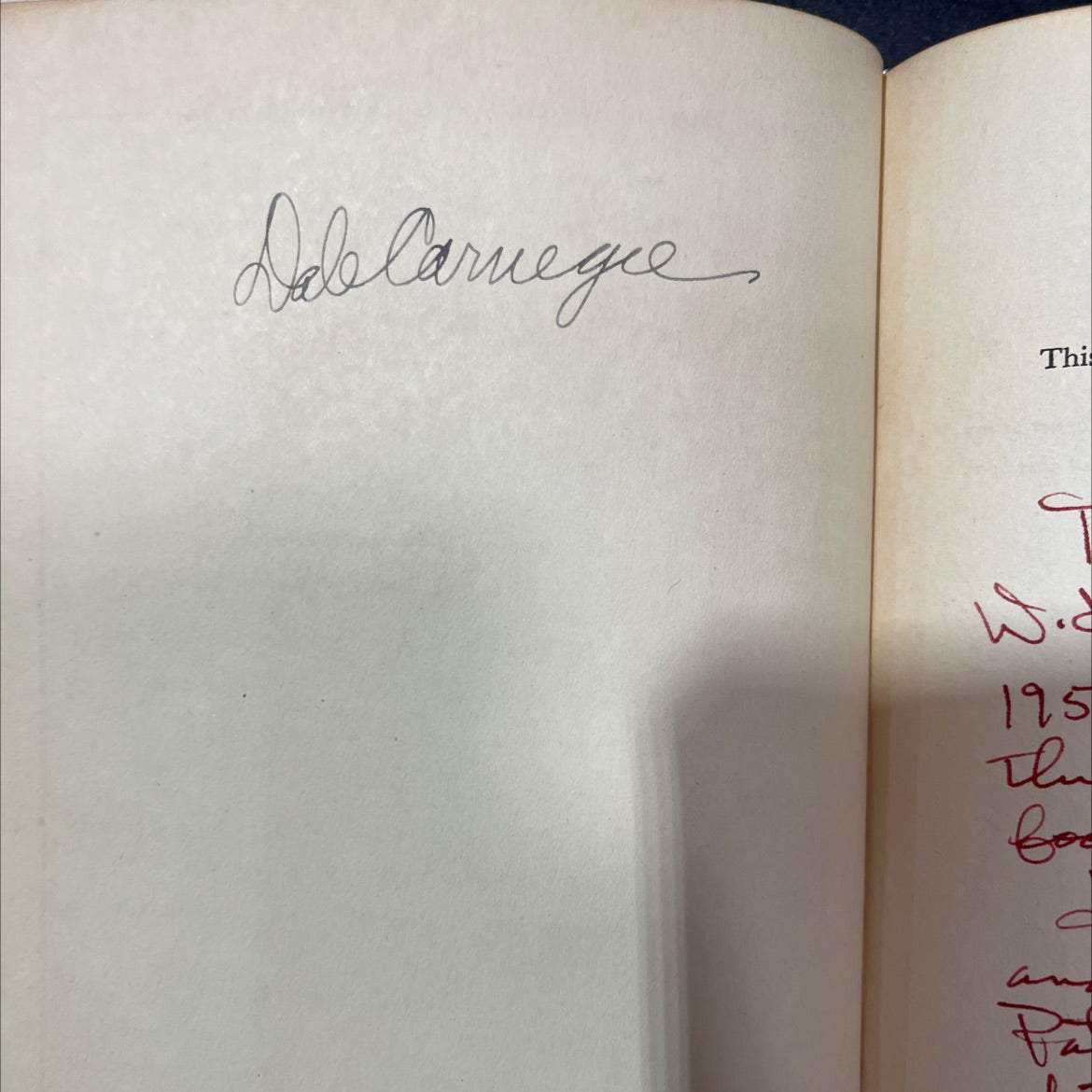 SIGNED how to stop worrying and start living book, by dale carnegie, 1948 Hardcover, First Edition, Rare, Antique image 2