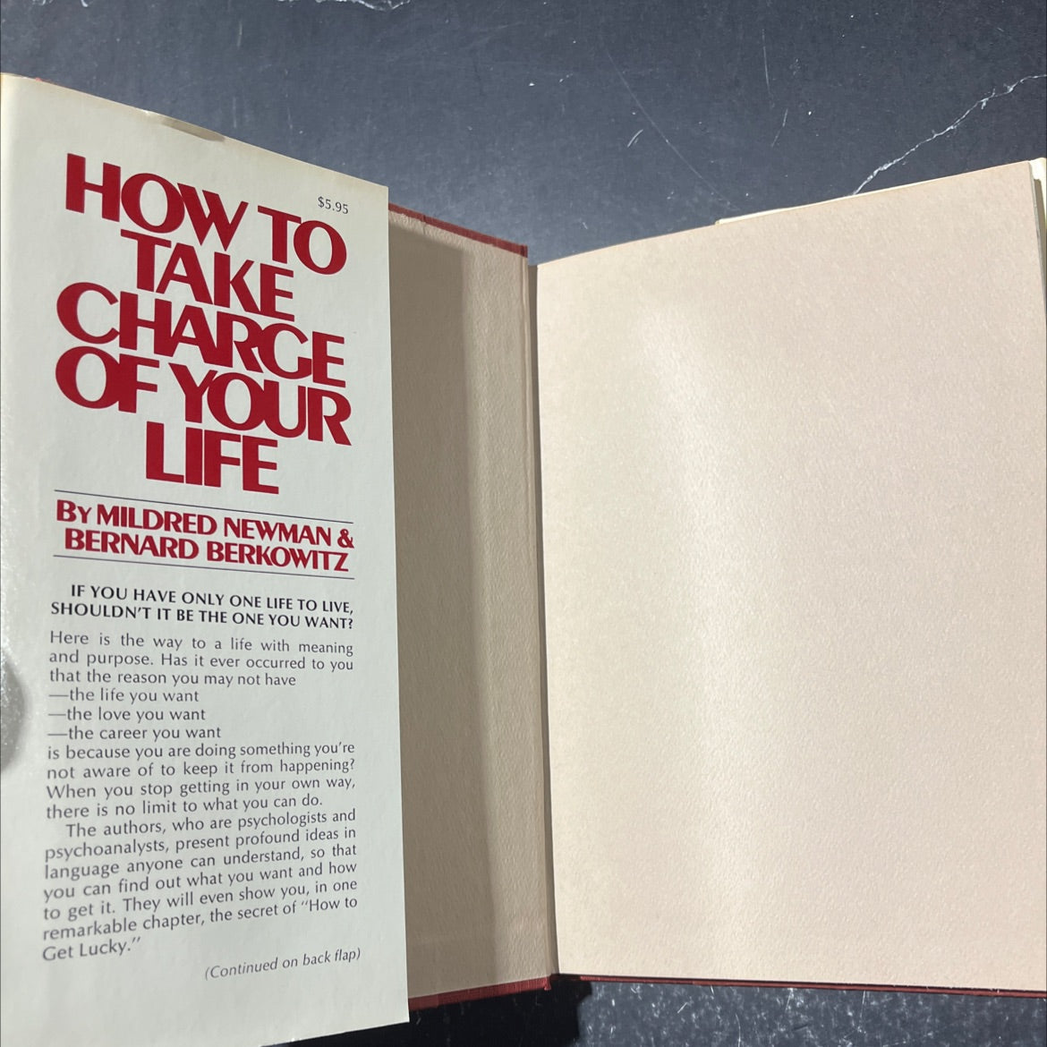 how to take charge of your life book, by Mildred Newman and Bernard Berkowitz, 1977 Hardcover image 4