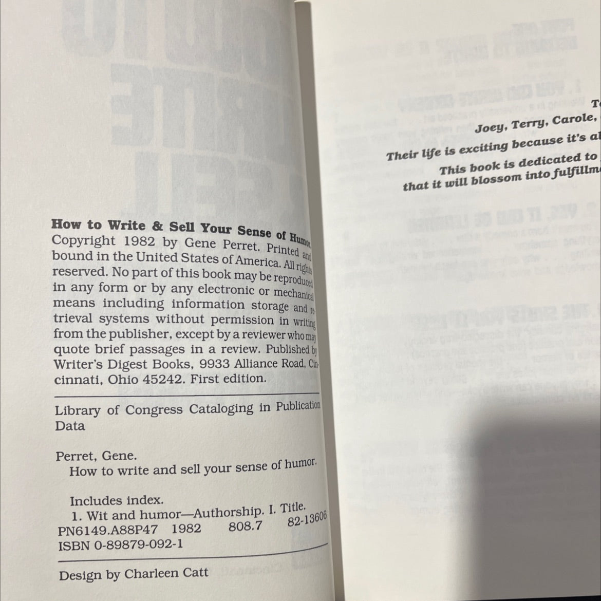 how to write & sell your sense of humor book, by gene perret, 1982 Hardcover image 3