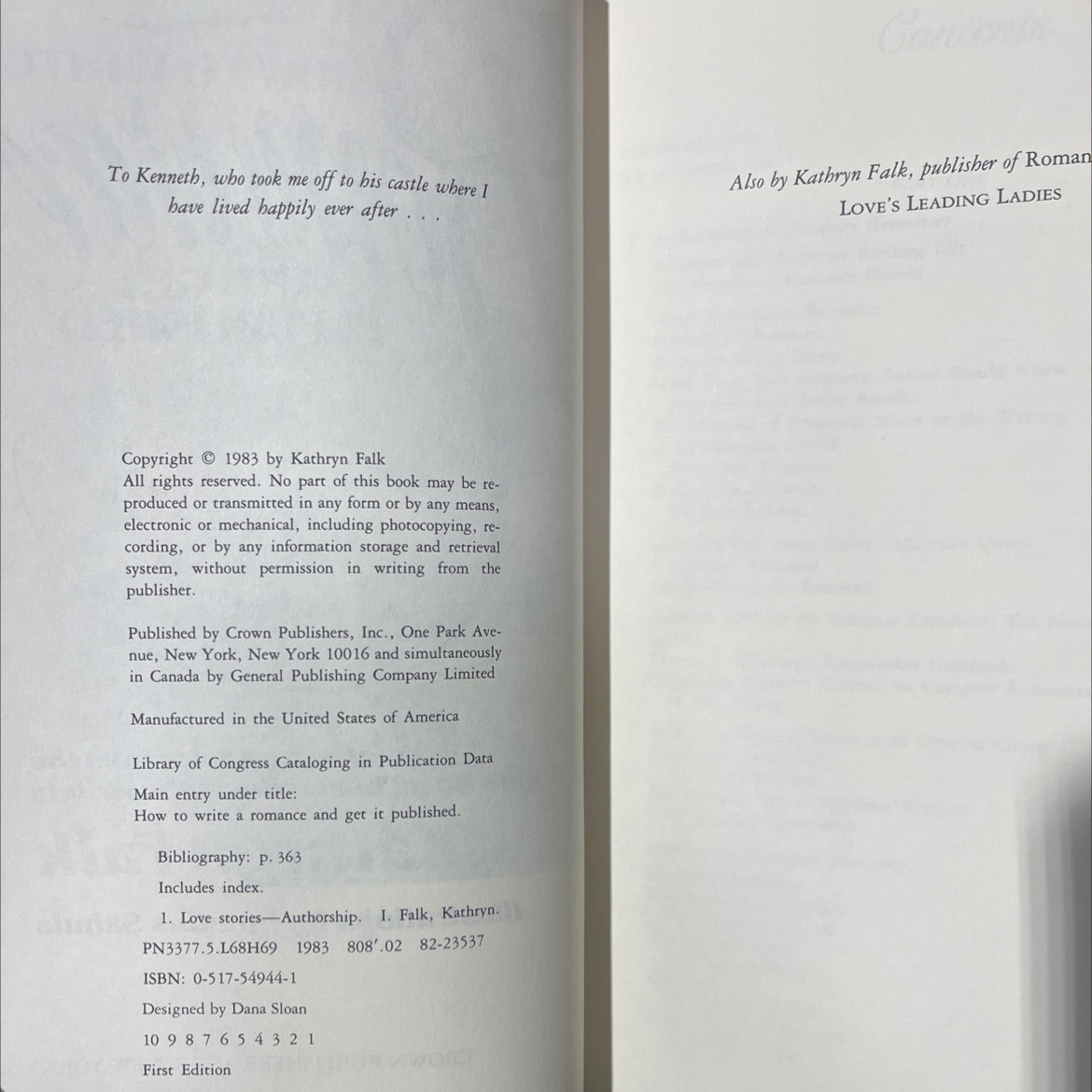 how to write a romance and get it published book, by Kathryn Falk, 1983 Hardcover image 3