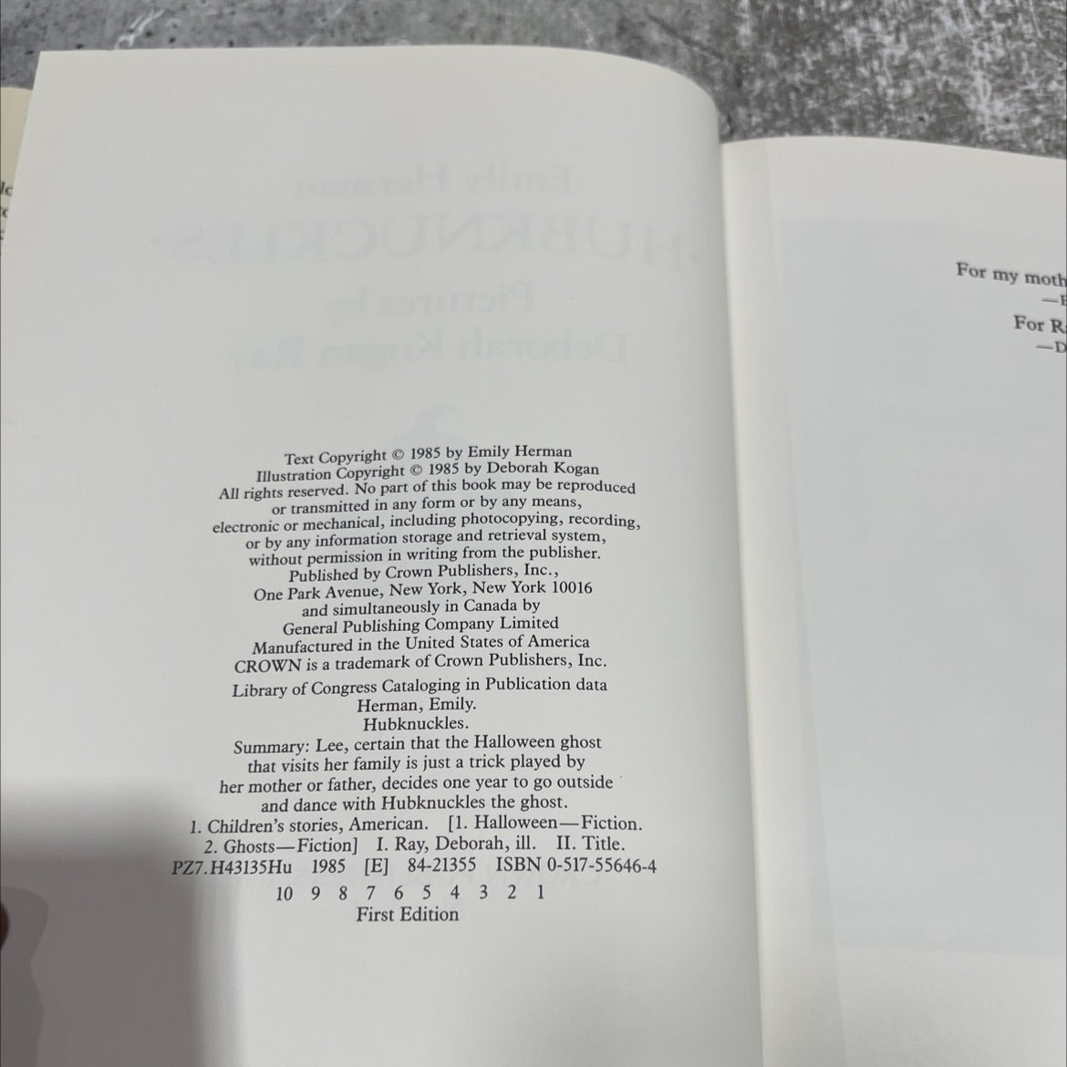 hubknuckles book, by Emily Herman, 1985 Hardcover image 3