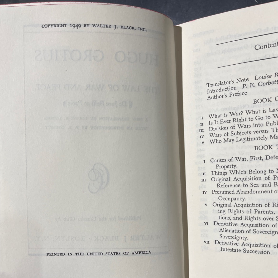 hugo grotius the law of war and peace book, by hugo grotius, 1949 Hardcover image 3