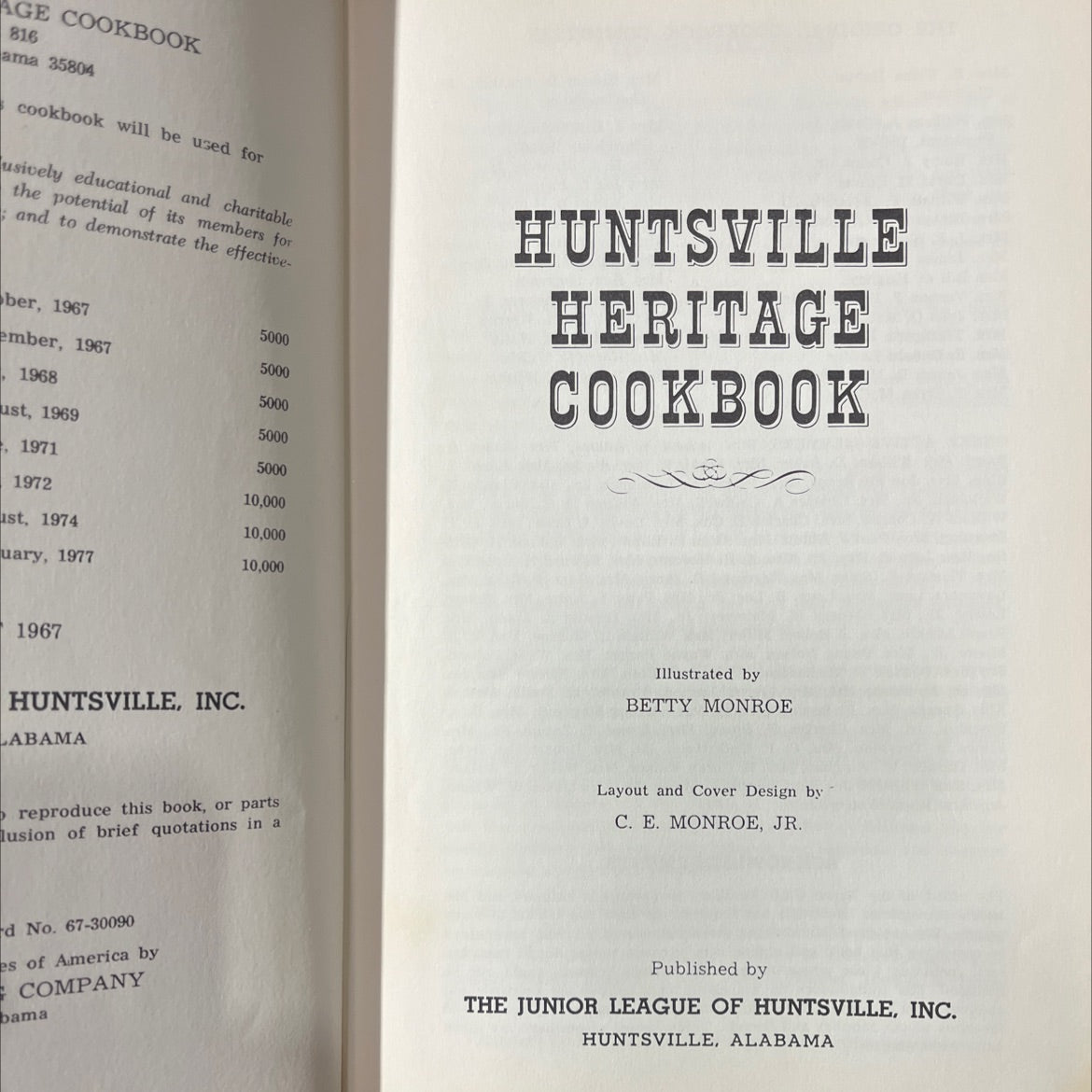 huntsville heritage cookbook book, by the junior league of huntsville, inc., 1977 Hardcover image 2