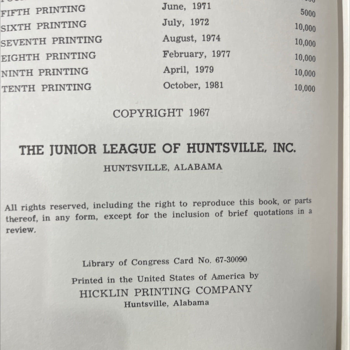 huntsville heritage cookbook book, by the junior league of huntsville, inc., 1981 Hardcover image 3