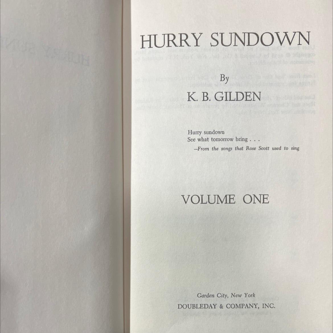 hurry sundown book, by K. B. Gilden, 1964 Hardcover image 2