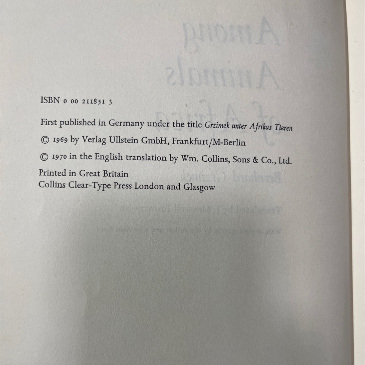 hy among animals of africa book, by bernhard grzimek, 1970 Hardcover image 3