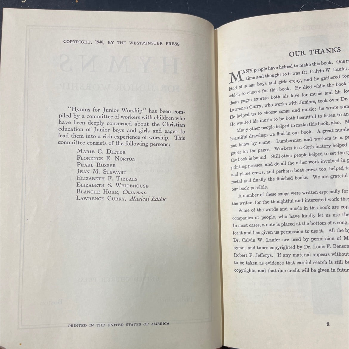 hymns for junior worship book, by not stated, 1940 Hardcover image 3