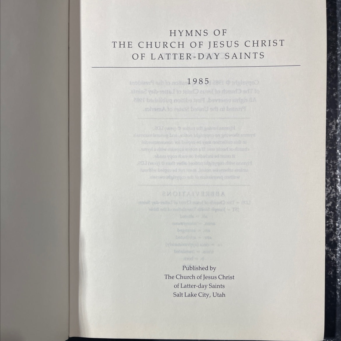 hymns of the church of jesus christ of latter-day saints book, by The Church of Jesus Christ of Latter-day Saints, 1985 image 2