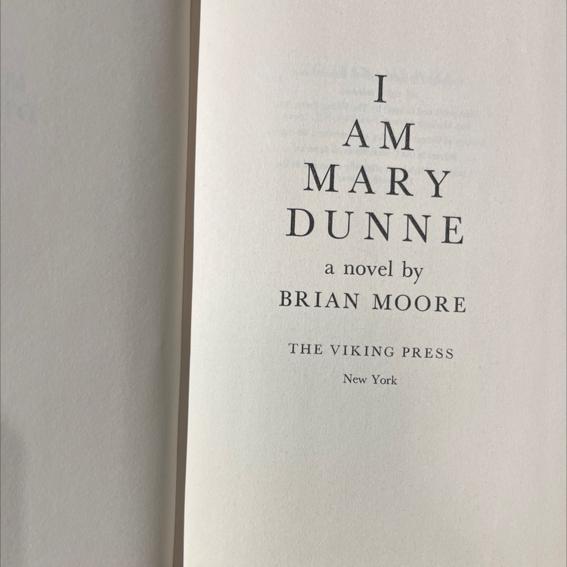 i am mary dunne book, by brian moore, 1968 Hardcover image 2