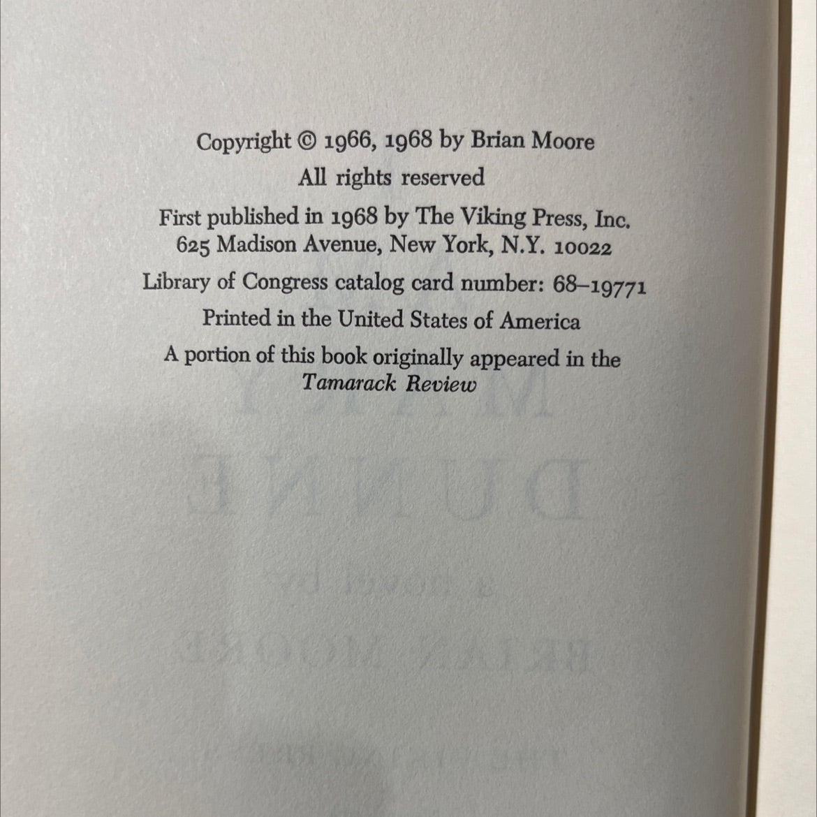 i am mary dunne book, by brian moore, 1968 Hardcover image 3