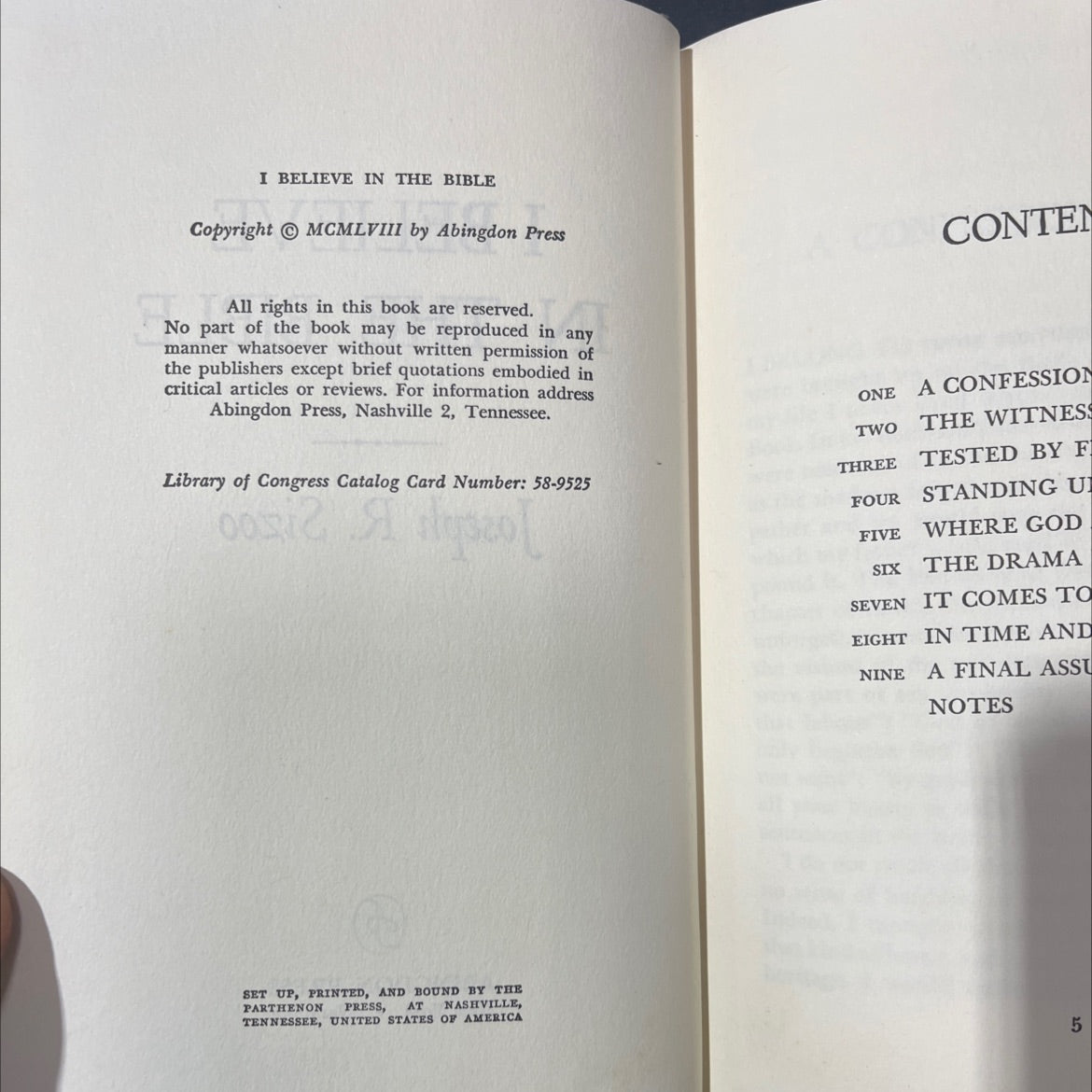 i believe in the bible book, by Joseph R. Sizoo, 1958 Hardcover image 3