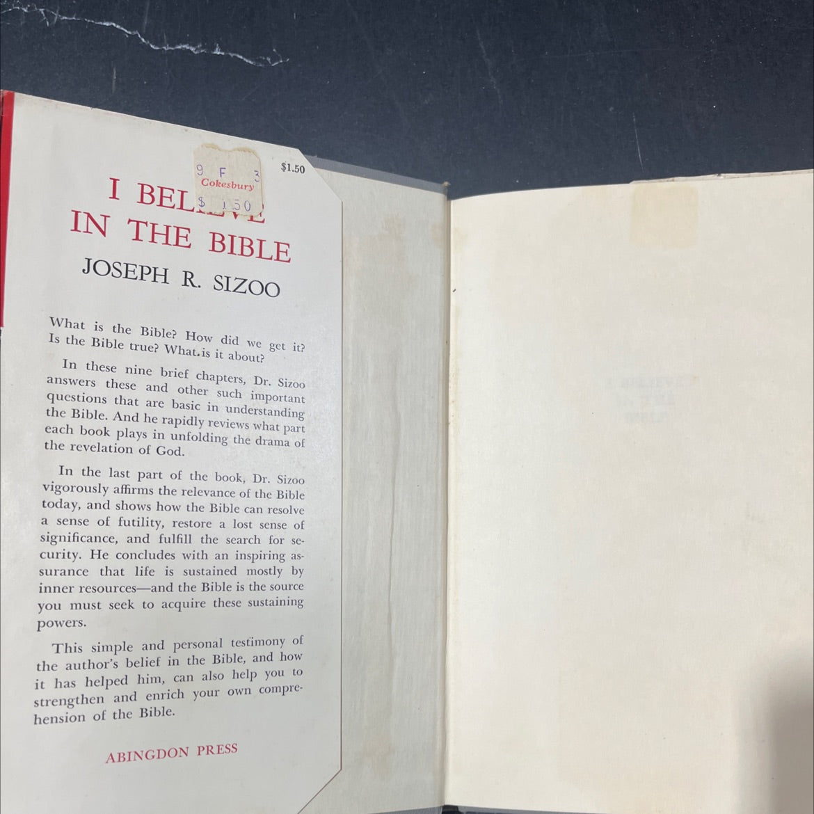 i believe in the bible book, by Joseph R. Sizoo, 1958 Hardcover image 4