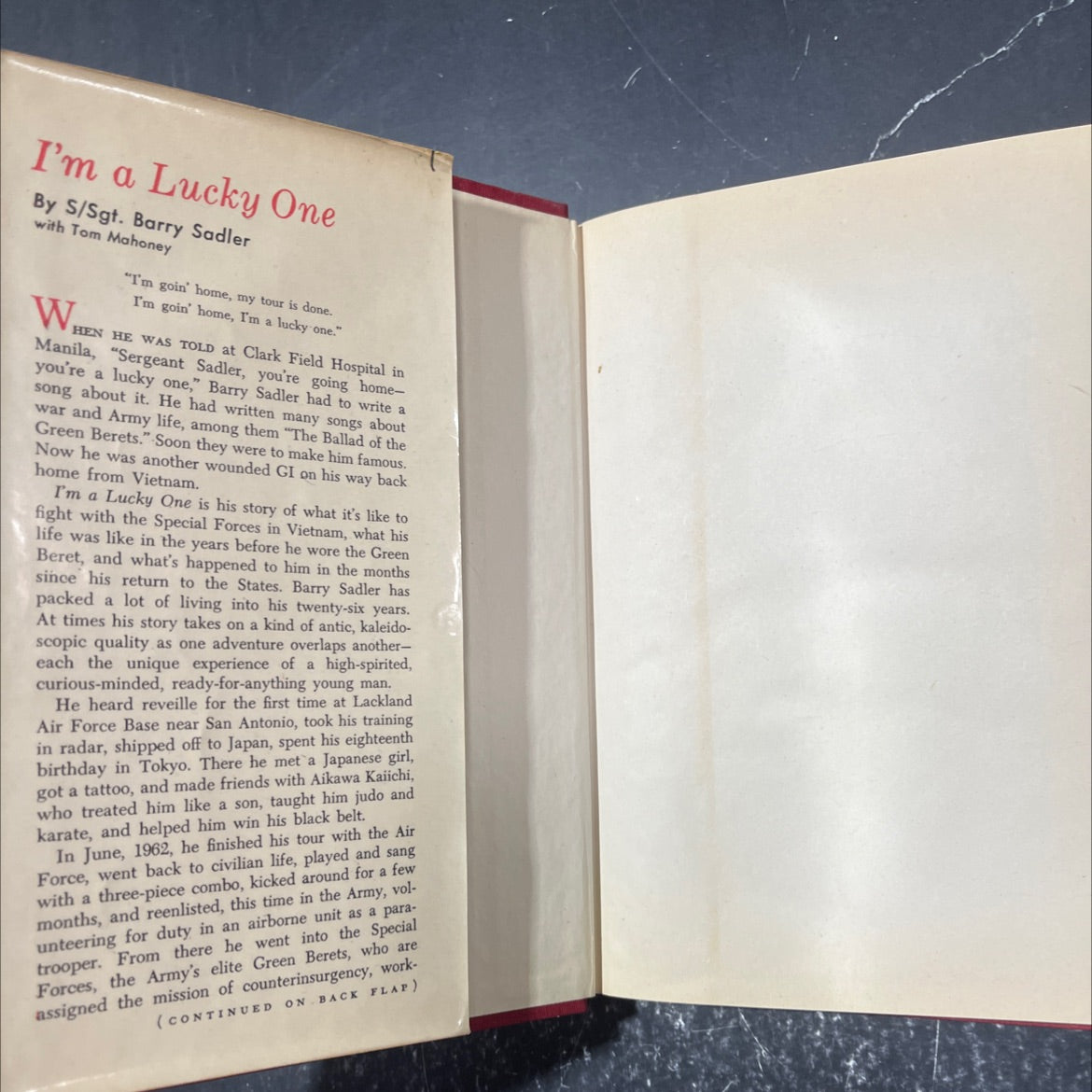 i'm a lucky one book, by S/Sgt Barry Sadler with Tom Mahoney, 1967 Hardcover image 4
