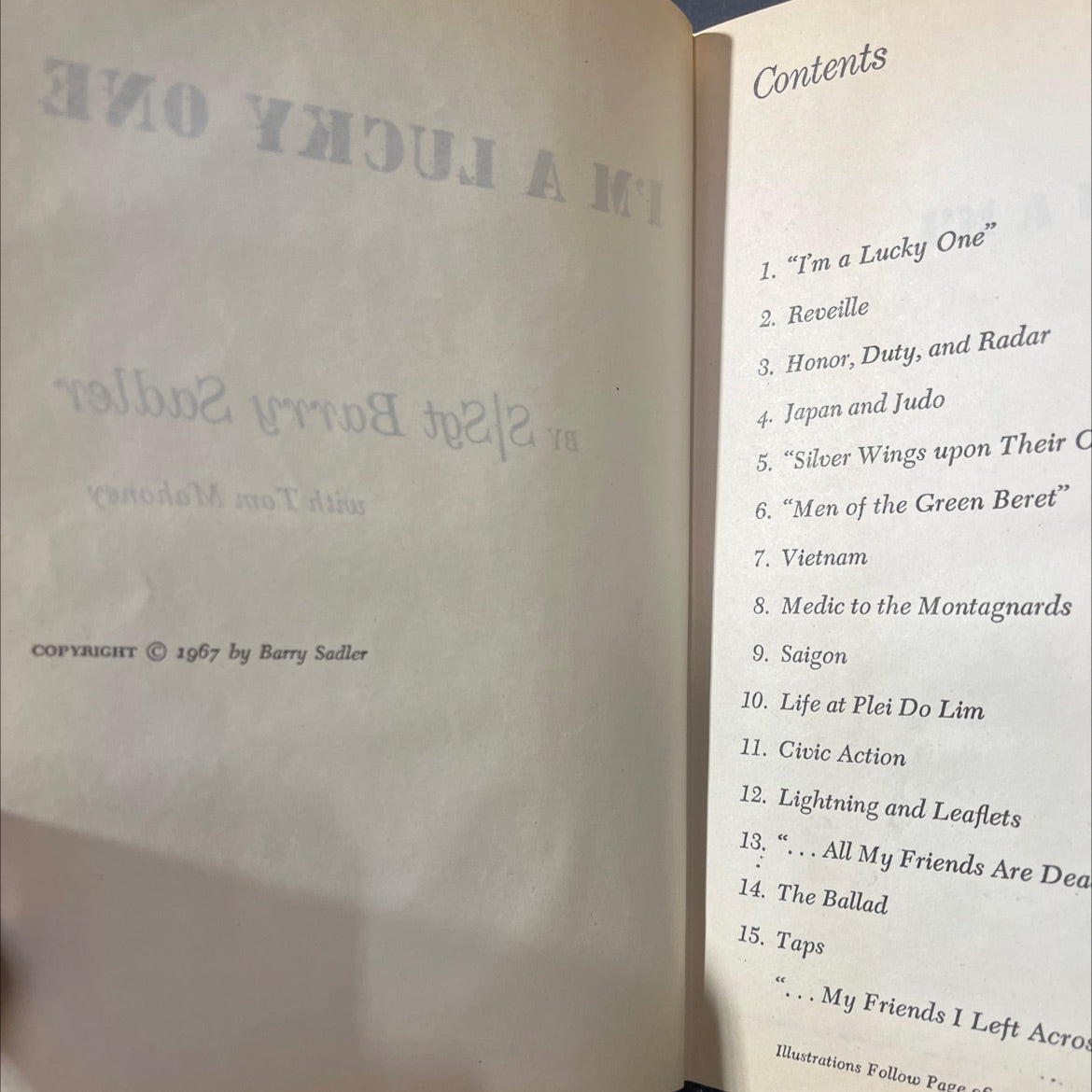 i'm a lucky one book, by S/Sgt Barry Sadler with Tom Mahoney, 1967 Hardcover image 3