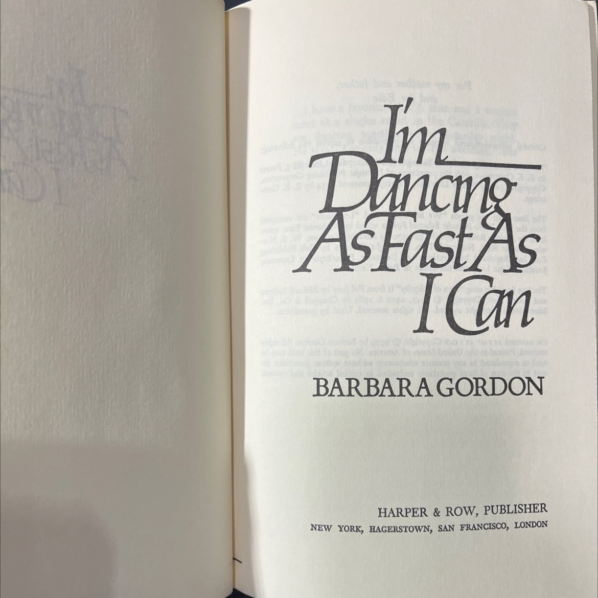 i'm dancing as fast as i can book, by barbara gordon, 1979 Hardcover image 2