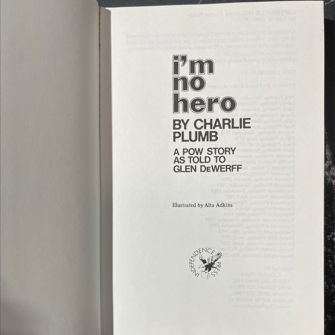 SIGNED i'm no hero book, by charlie plumb, 1984 Hardcover, Vintage image 2