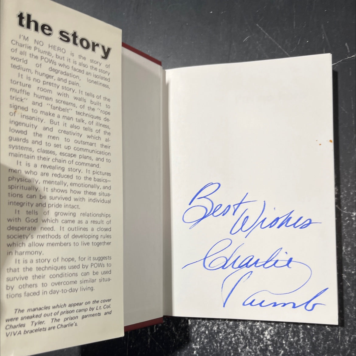 SIGNED i'm no hero book, by charlie plumb, 1984 Hardcover, Vintage image 4