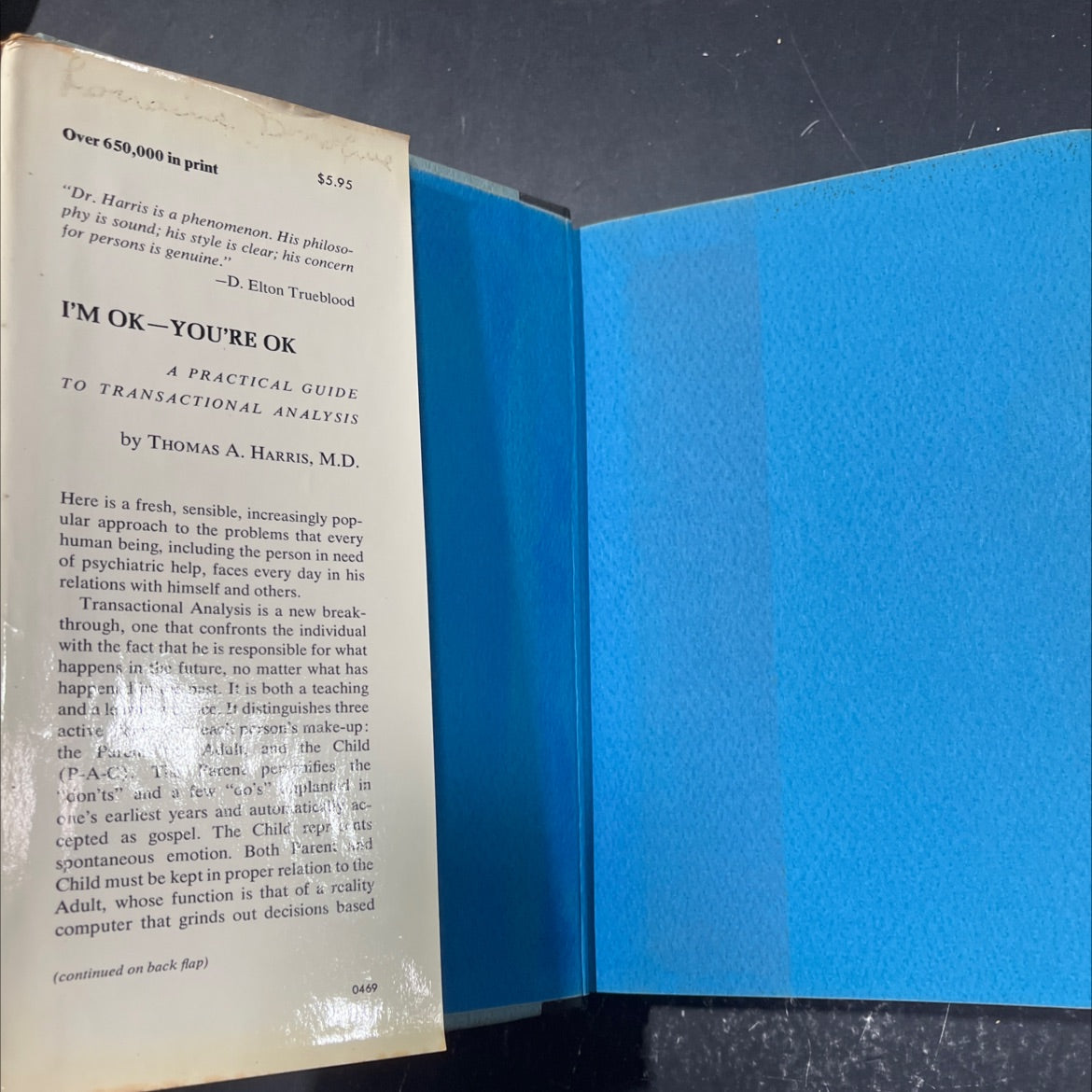 i'm ok- you're ok: a practical guide to transactional analysis book, by Thomas A. Harris, M.D., 1969 Hardcover image 4