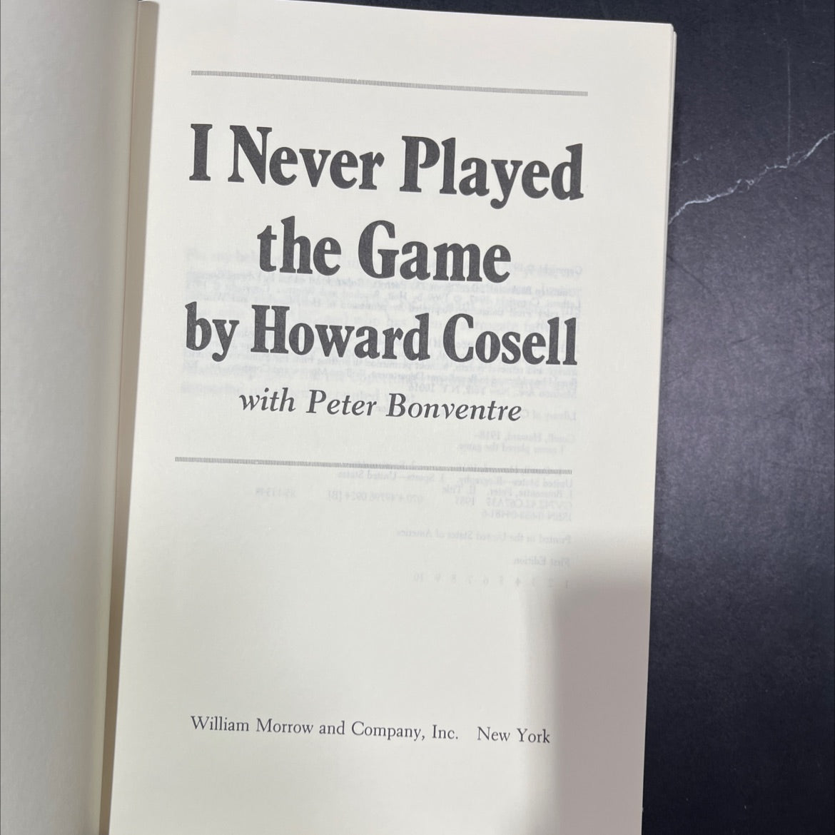 i never played the game book, by howard cosell with peter bonventre, 1985 Hardcover, First Edition, Vintage image 2