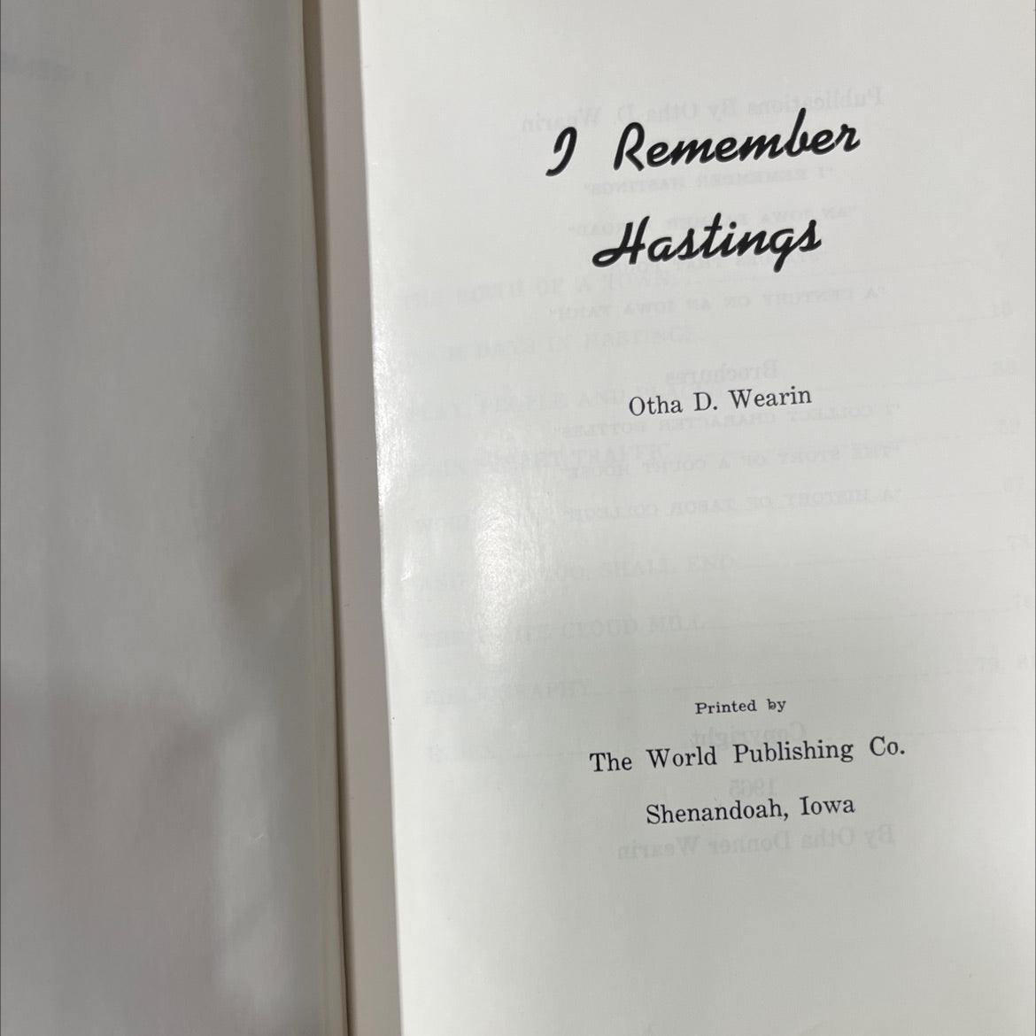 SIGNED i remember hastings book, by otha d. wearin, 1965 Hardcover image 2