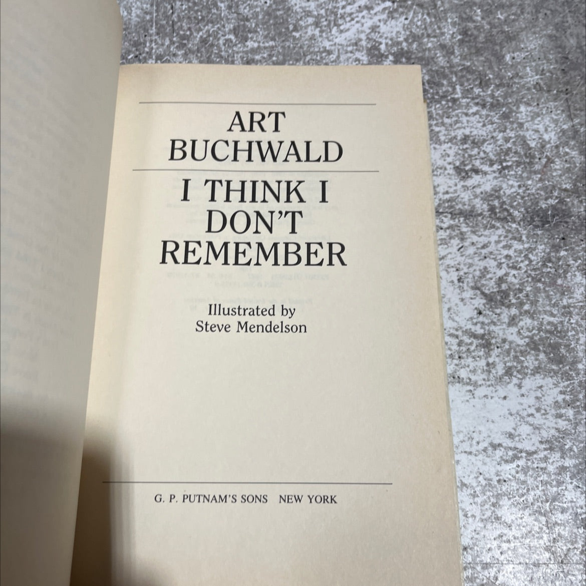 i think i don't remember book, by Art Buchwald, 1987 Hardcover image 2