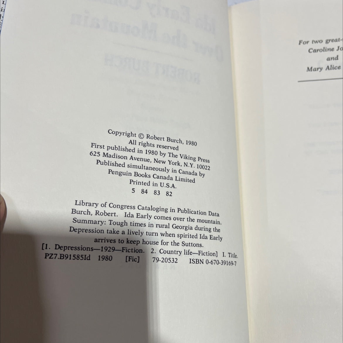 ida early comes over the mountain book, by robert burch, 1980 Hardcover image 3