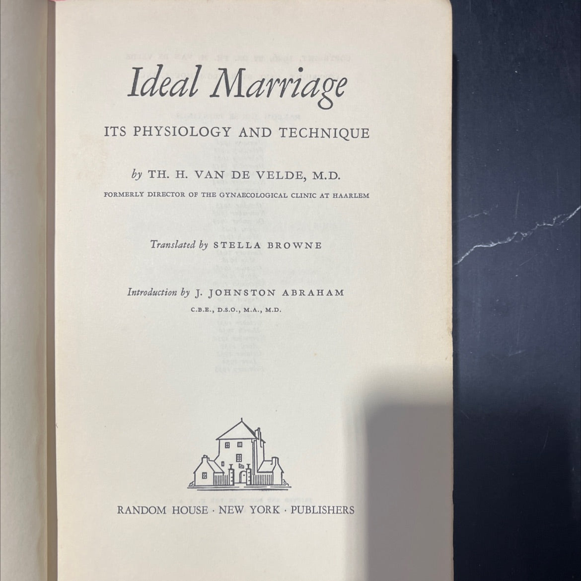 ideal marriage its physiology and technique book, by th. h. van de velde, 1955 Hardcover image 2