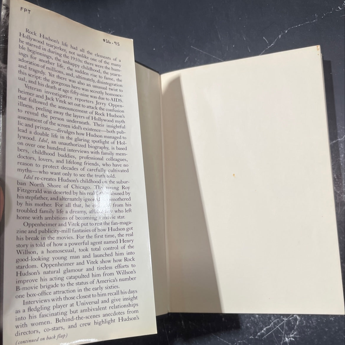 idol a rock hudson the true story of an american film hero book, by Jerry Oppenheimer and Jack Vitek, 1986 Hardcover image 4