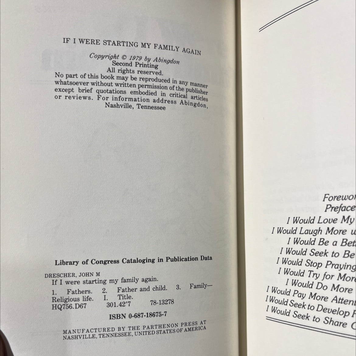 if i were starting my family again book, by john m. drescher, 1979 Hardcover image 3