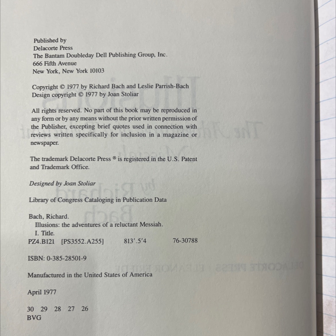 illusions the adventures of a reluctant messiah book, by Richard Bach, 1977 Hardcover image 3