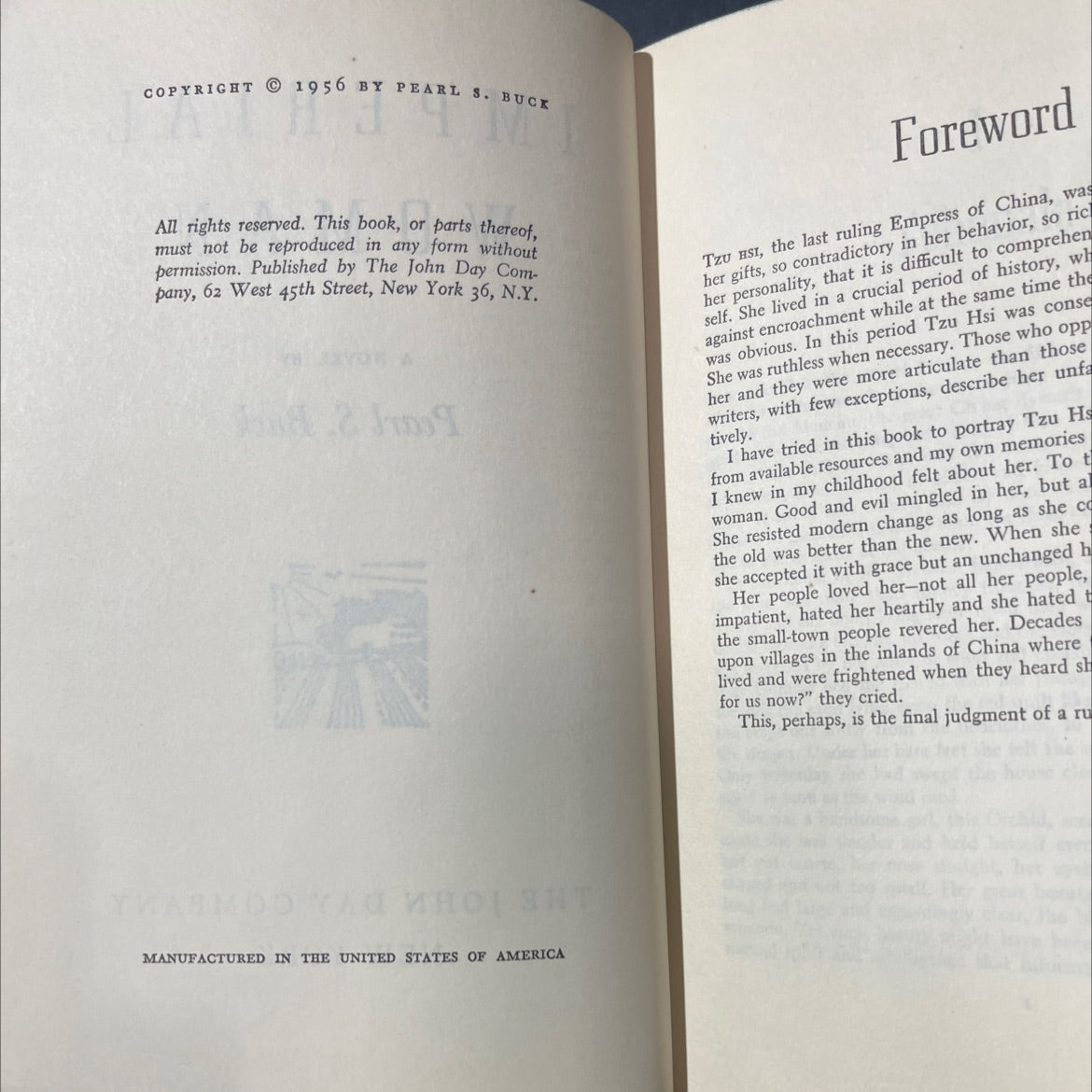 imperial woman book, by pearl s. buck, 1956 Hardcover image 3