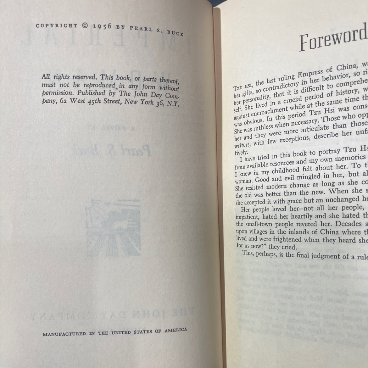 imperial woman book, by pearl s. buck, 1956 Hardcover image 3