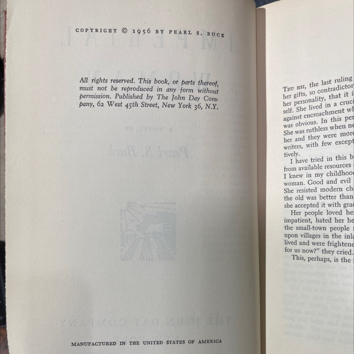 imperial woman book, by pearl s. buck, 1956 Hardcover image 3