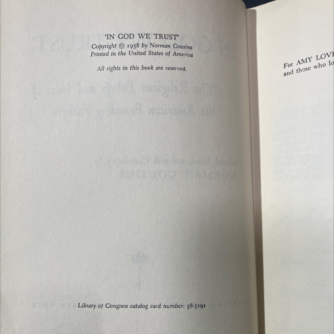 in god we trust book, by norman cousins, 1958 Hardcover image 3