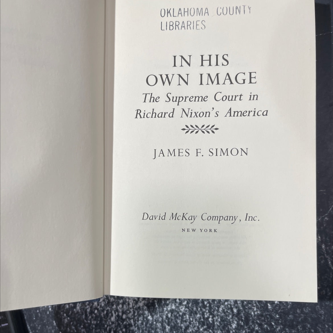 in his own image: the supreme court in richard nixon's america book, by james f. simon, 1973 Hardcover image 2